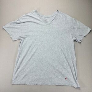Polo Ralph Lauren‎ Red Pony Logo Classic Fit 100% Cotton V-Neck Men's Gray XL